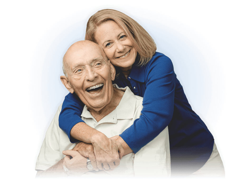 HAPPY WOMAN WITH HER SENIOR FATHER