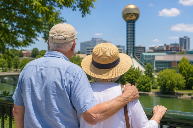 Senior couple enjoying time outdoors with compassionate home care in Seymour, TN. 
