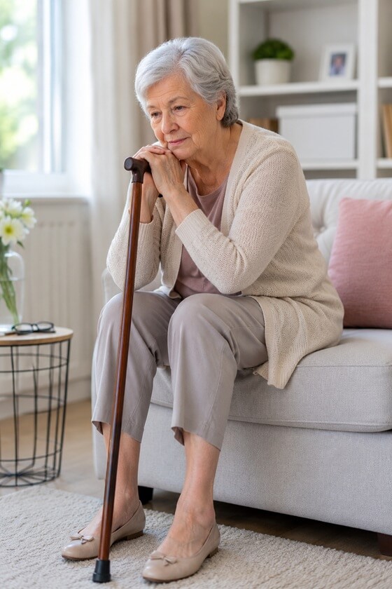 A SENIOR LADY CONTEMPLATING ON GETTING HOME CARE SERVICES IN FITCHBURG, WI