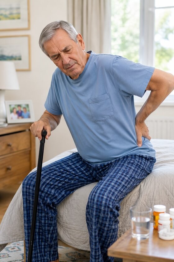 A SENIOR MAN STRUGGLING WITH PAIN AND IN NEED OF A CAREGIVER IN VERONA, WI