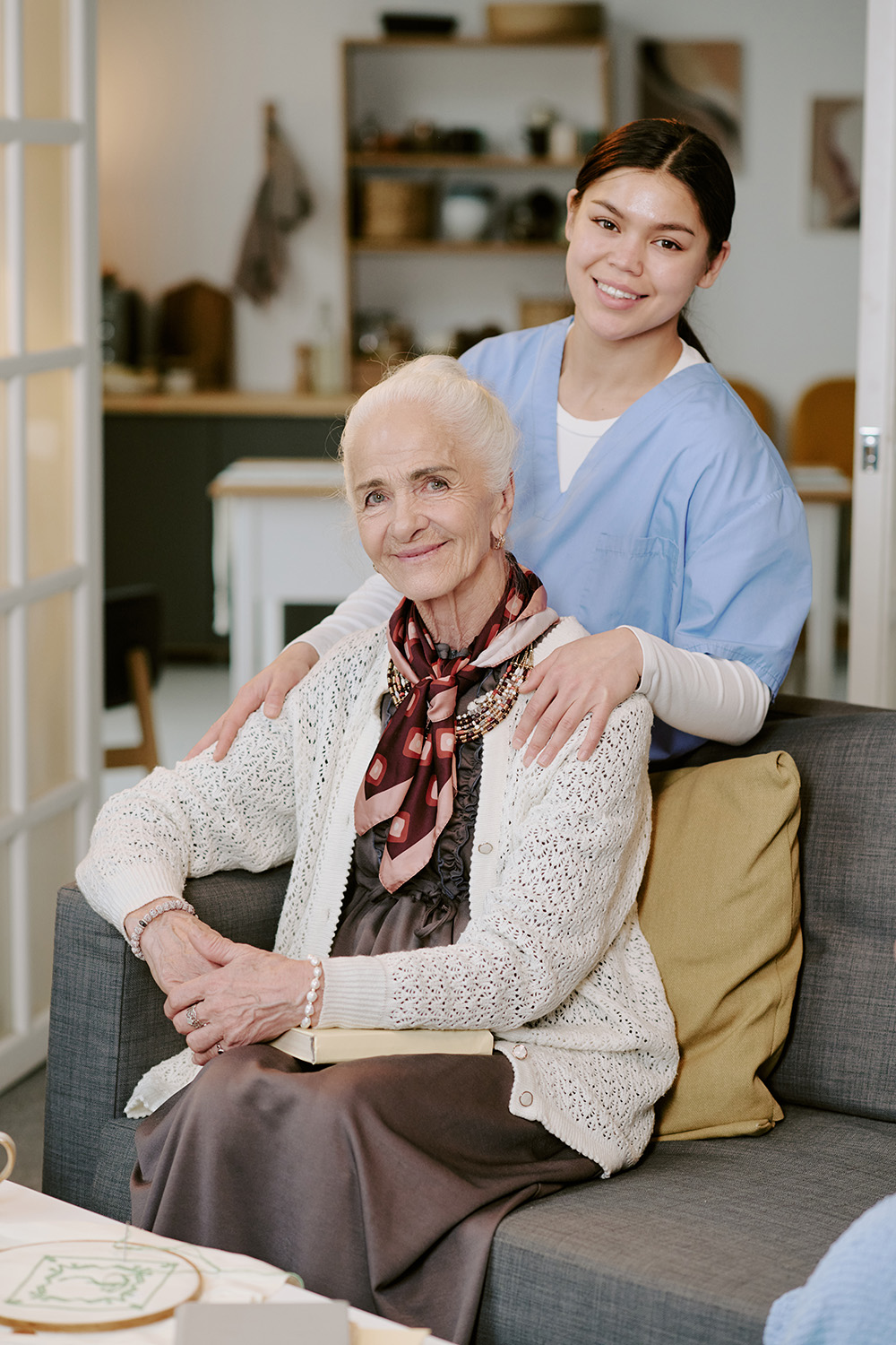 Tacoma Cancer home care client with caregiver