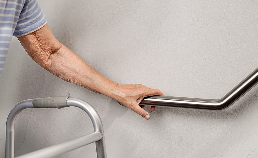 Rails on the wall in an elderly person's home