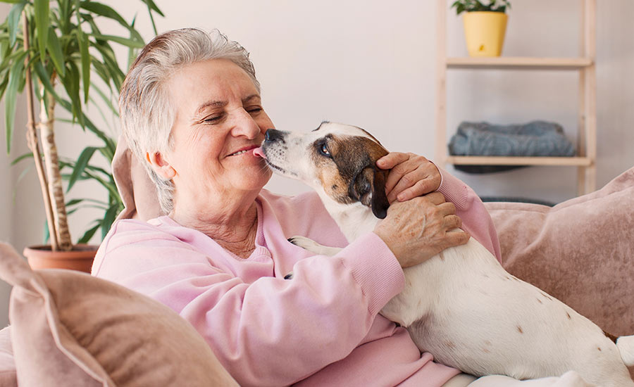 A senior woman with her dog​