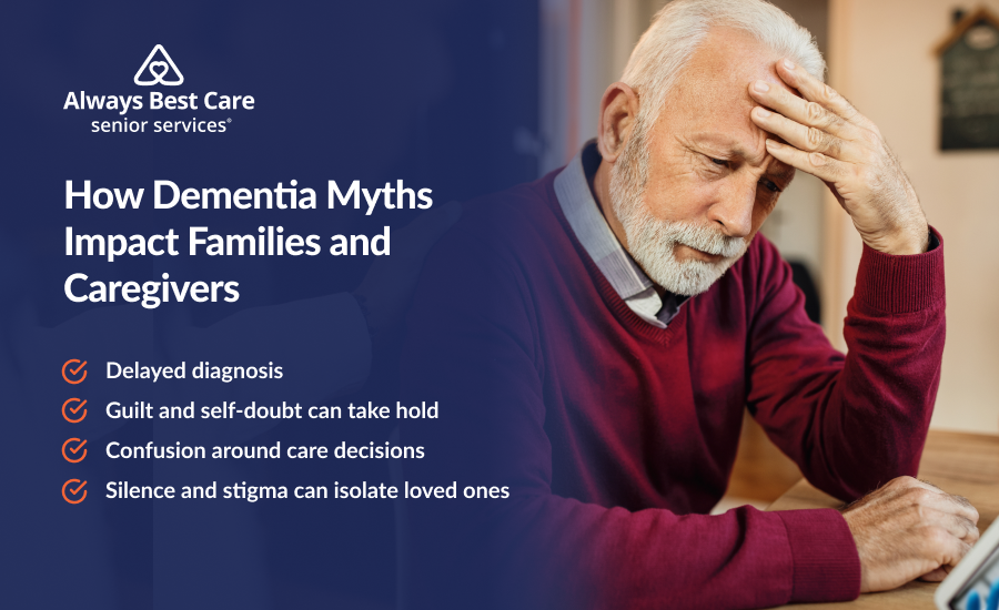 An image highlighting how believing in myths about dementia can impact families