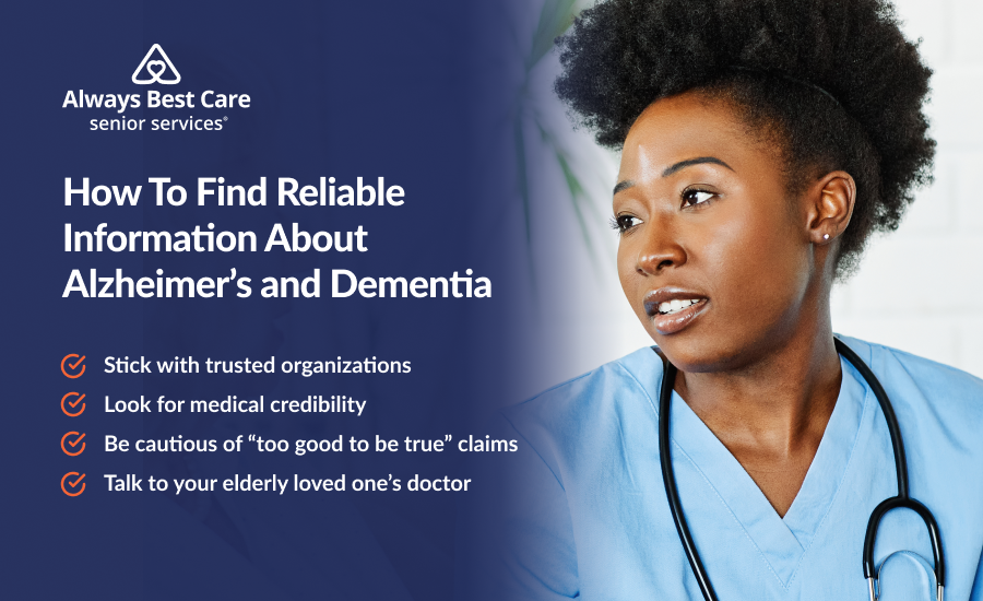 An image highlighting how to find reliable information about dementia and Alzheimer’s